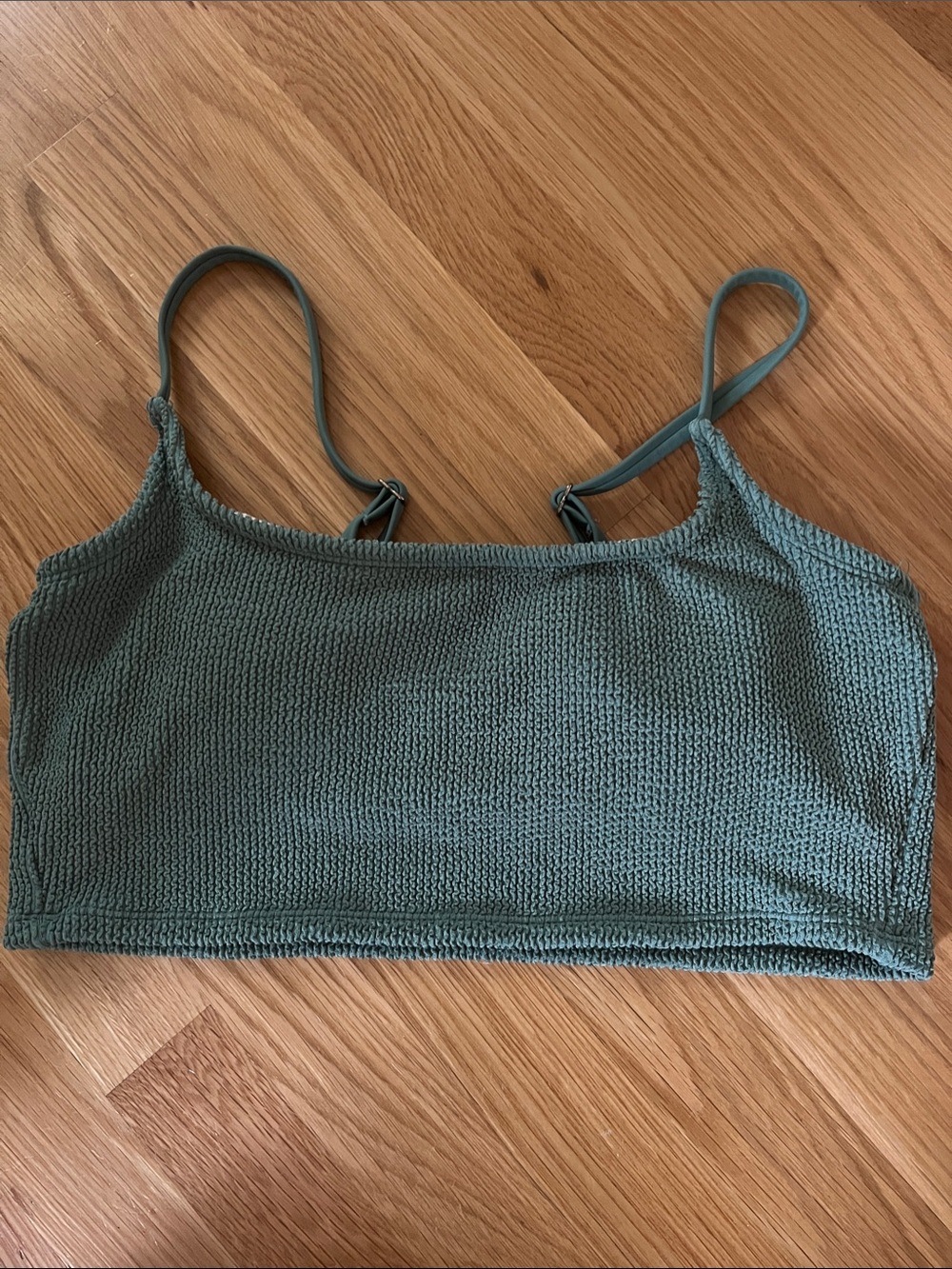 Textured Cropped Bikini Top in Dusty Sage